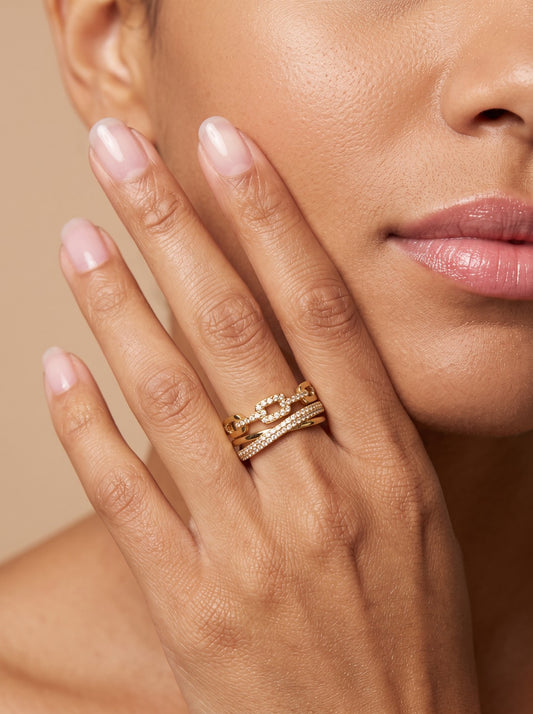 Bague Maëlia dorée portée