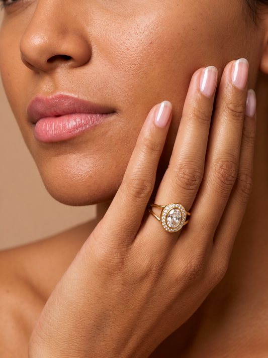 Bague Éléonore cristal portée sans incrustation