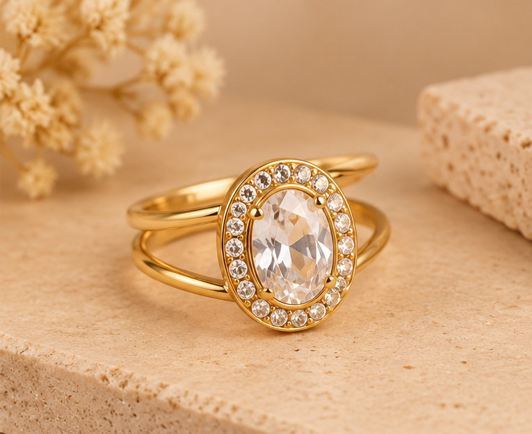Cristal sur fond beige