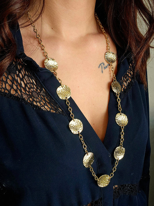 SAUTOIR FEUILLE D'OR